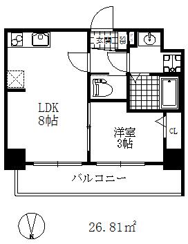 プレサンス兵庫駅前(1LDK/7階)の間取り写真