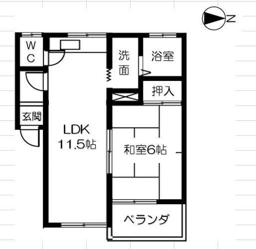 メゾン正木(1LDK/2階)の間取り写真