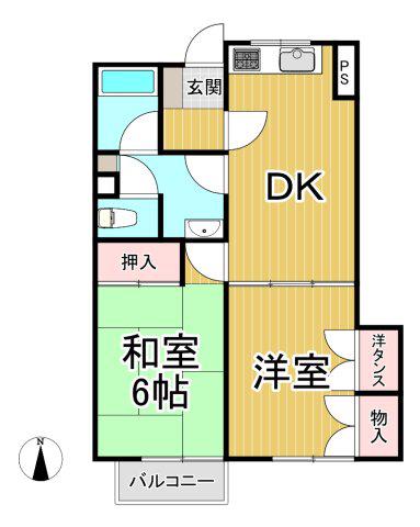 逆瀬川ハウス(2DK/2階)の間取り写真