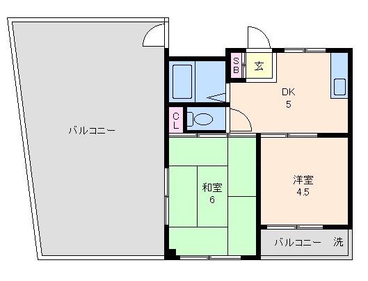 山崎ビル(2DK/3階)の間取り写真