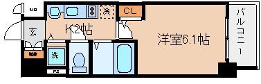 プレサンス神戸西スパークリング(1K/6階)の間取り写真