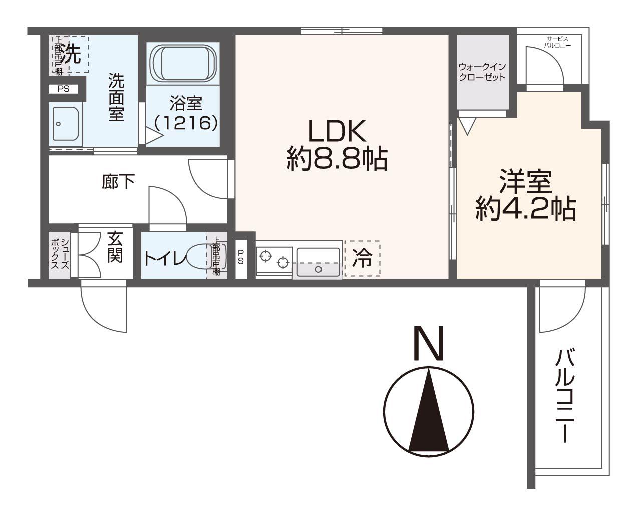 LOUIS APARTMENT 長瀬ノール(1LDK/1階)の間取り写真