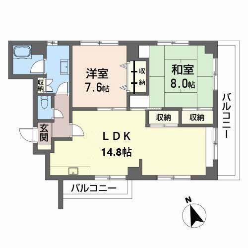ニュー海田ビル(2LDK/5階)の間取り写真