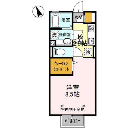 クワトロ ヤナギノ B(1K/1階)の間取り写真