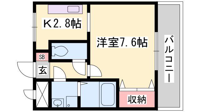 グランチェスタイースト(1K/1階)の間取り写真