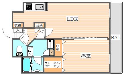 クリエート博多駅前(1LDK/13階)の間取り写真