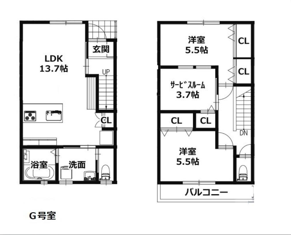 メゾンクレスト大門I(2SLDK/1階)の間取り写真