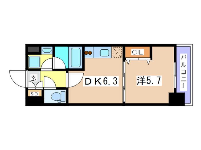 デ・ソーレ東池袋(1DK/1階)の間取り写真