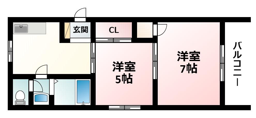 メゾン江坂(2DK/4階)の間取り写真