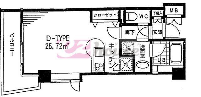 ドルチェ平和の森公園(1K/2階)の間取り写真
