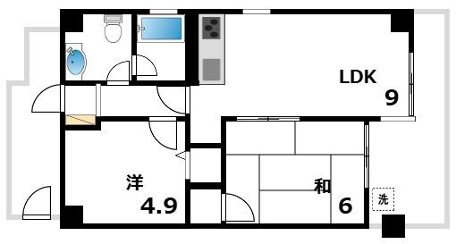塚口フレックス(2LDK/7階)の間取り写真