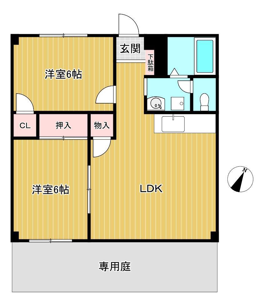 フォブール八幡(2LDK/2階)の間取り写真