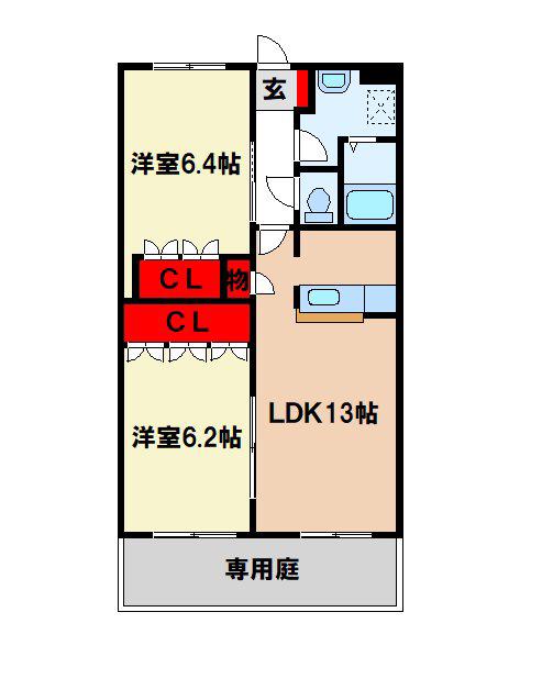 ピアソレイユ(2LDK/1階)の間取り写真