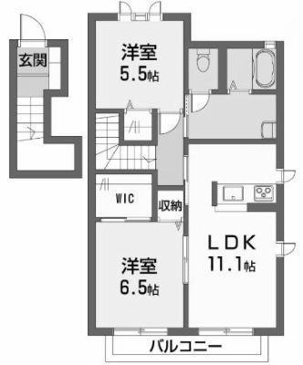 モダンヴィレッジ A・B・C・D棟(2LDK/2階)の間取り写真