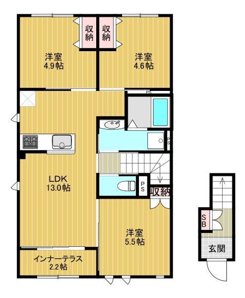 ティアレ(3LDK/2階)の間取り写真