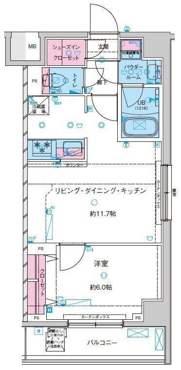 GENOVIA鐘ヶ淵(1LDK/8階)の間取り写真