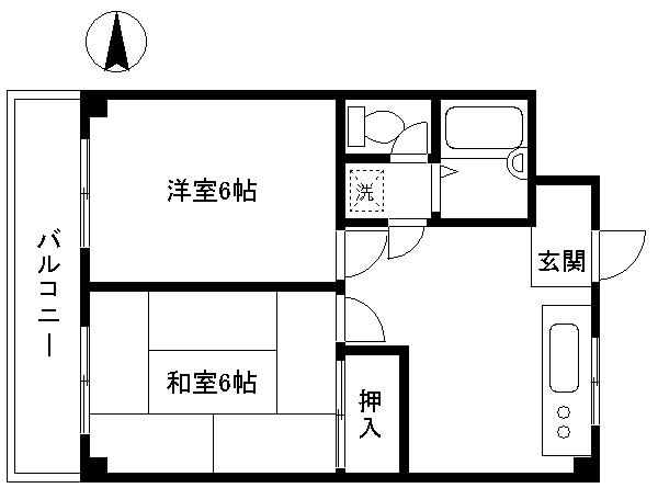 サンブランチマンション(2DK/2階)の間取り写真