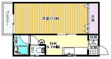 恵マンション(1DK/2階)の間取り写真