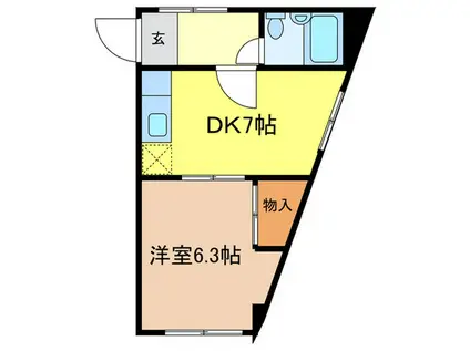 コーポプレジデント(1DK/5階)の間取り写真