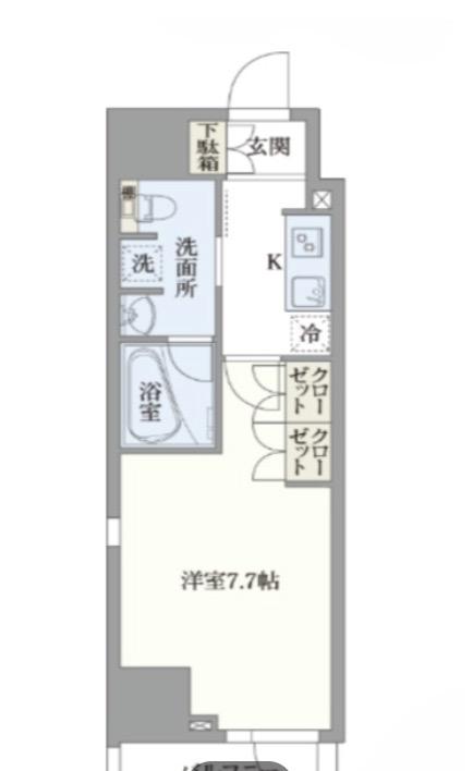 アジールコート汐浜キャナル(1K/2階)の間取り写真