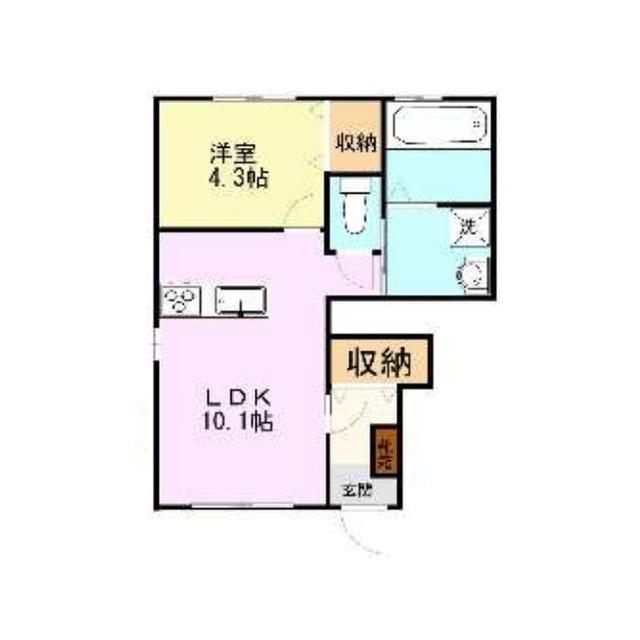 SHELL LEBEN新外(1LDK/1階)の間取り写真