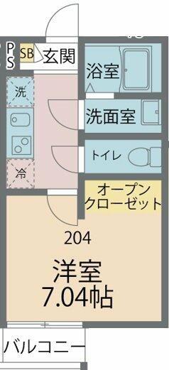 カインドネス矢部(1K/2階)の間取り写真