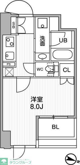 東神田テラスレジデンス(1K/6階)の間取り写真