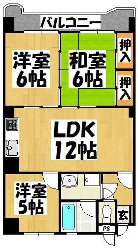 城西パークマンション(3LDK/4階)の間取り写真