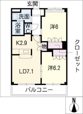 リッツ かねひら(2LDK/1階)の間取り写真