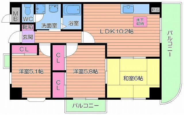 インディペンデンスハイツ(3LDK/6階)の間取り写真