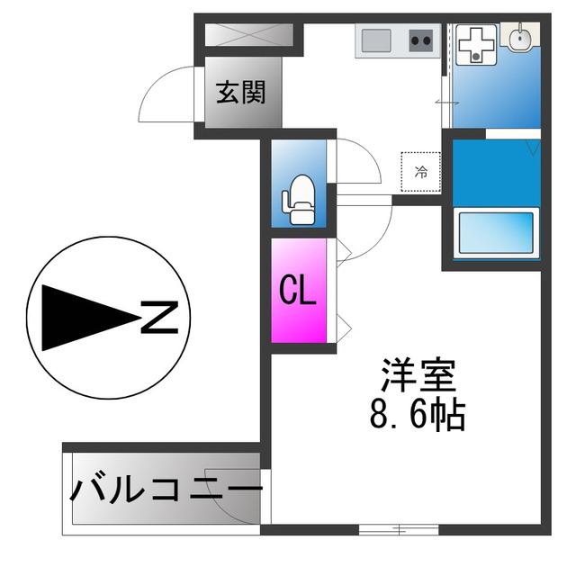 フジパレス今川公園東III番館(1K/2階)の間取り写真