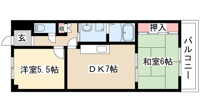 リバーサイド・ヒル(2DK/4階)の間取り写真