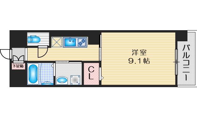 BELLE HARMONIE(1K/8階)の間取り写真