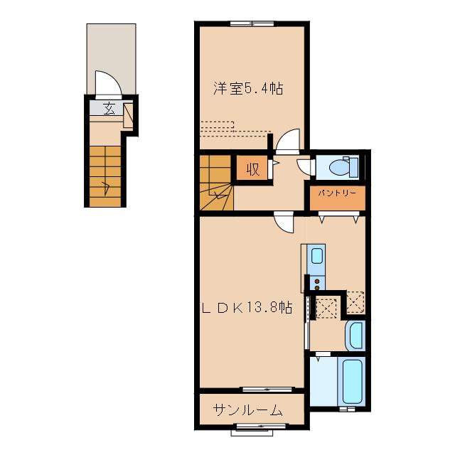 レジデンス・ジール (1LDK/2階)の間取り写真