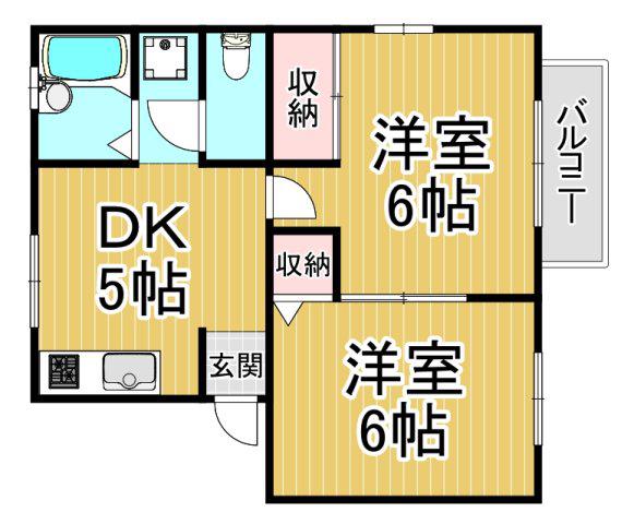 コーポラス武庫(2DK/2階)の間取り写真