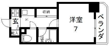 ライズィングサン(1K/6階)の間取り写真