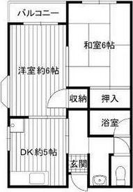 デイルーチェ鶴町(2DK/3階)の間取り写真