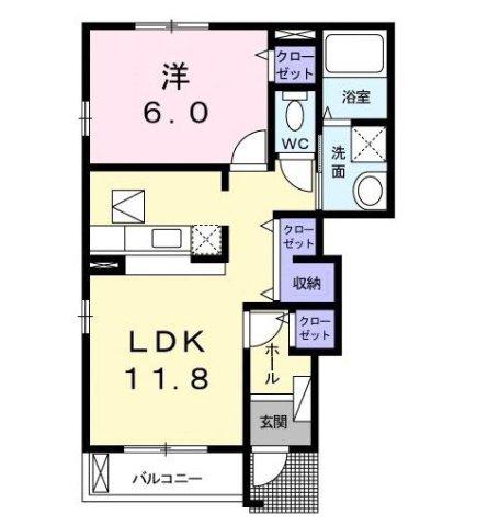 セレーノ(1LDK/1階)の間取り写真
