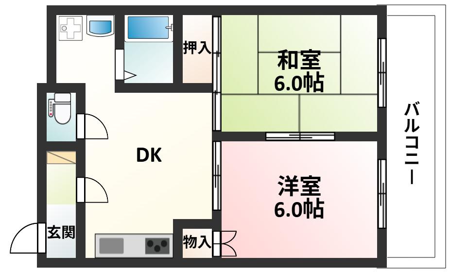 パークロッジ(2DK/6階)の間取り写真