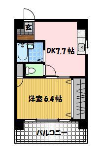 KS平野町(1DK/6階)の間取り写真