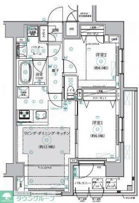 REALIZE千住大橋(2LDK/11階)の間取り写真