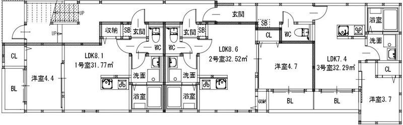 メゾンクレール新町(1LDK/1階)の間取り写真