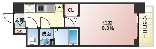 プレデコート北田辺(1K/2階)の間取り写真