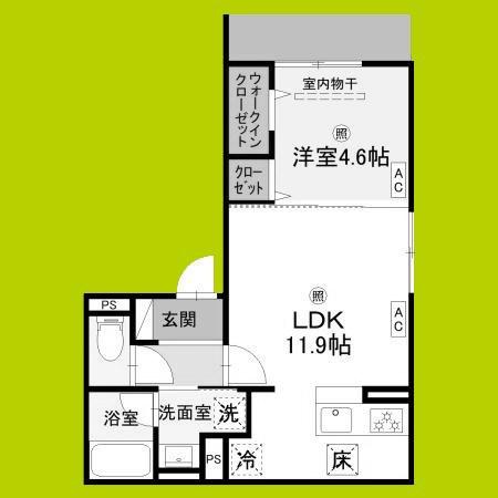 FLEUR長居2丁目(1LDK/1階)の間取り写真