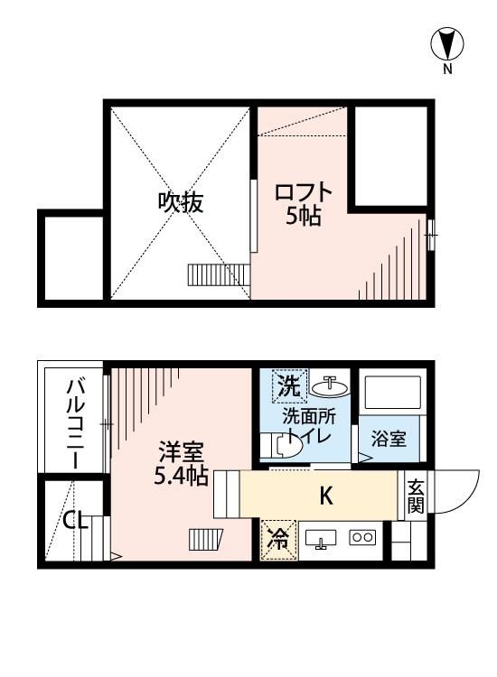 JEUNESSE石場(1K/2階)の間取り写真