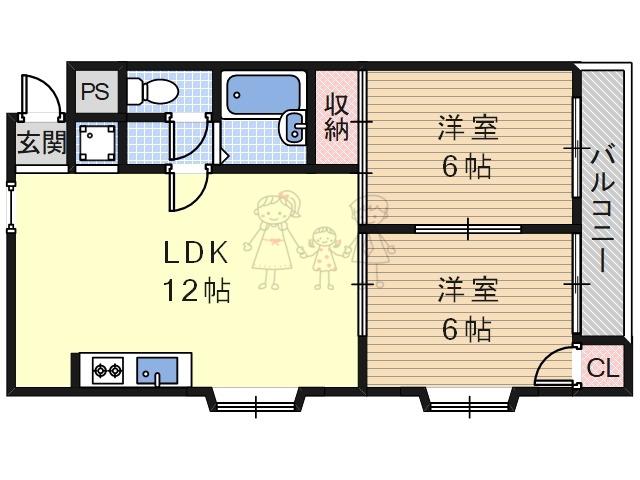 LUMIERE住吉ノース(2LDK/1階)の間取り写真