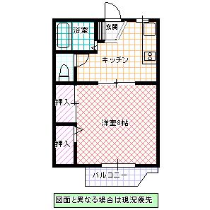 見川グランドハイツ(1K/2階)の間取り写真