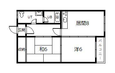 エステート宮下26C(2DK/3階)の間取り写真
