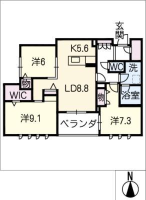 カサ リベルテ(3LDK/2階)の間取り写真