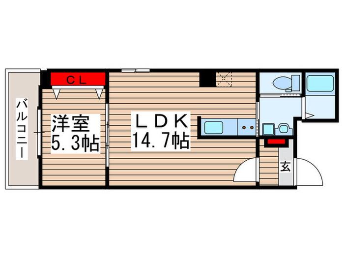 グランドゥール越谷(1LDK/7階)の間取り写真